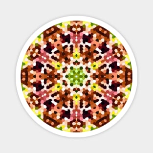 Geometric Mandala in Yellow, Brown and Green Magnet